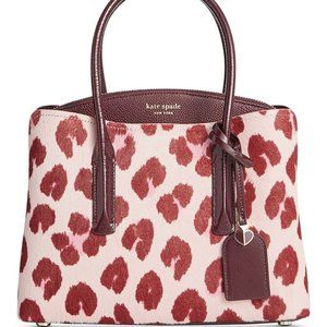 Kate Spade Margaux Haircalf Medium Satchel Animal Print/Pink NWT